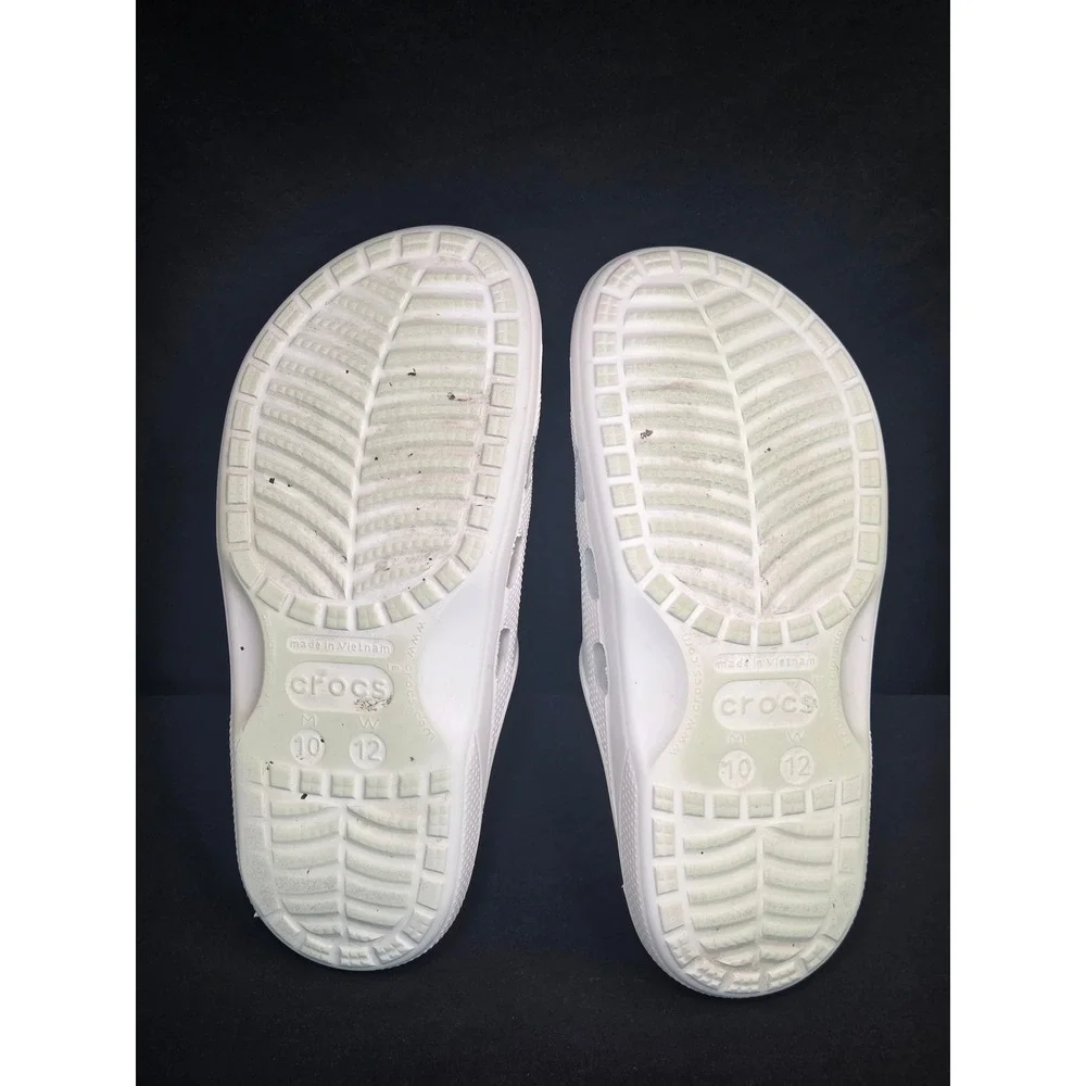Crocs Baya‎ Slides Mens 10 Womens 12 White Slip On Comfort Sandals 205392